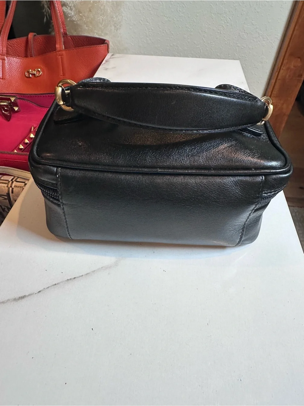 Gucci Horsebit Vanity Bag Makeup Cosmetics Leather Black